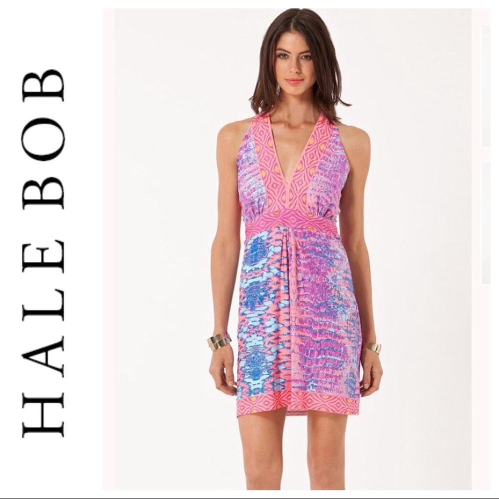 HALE BOB ADELAIDE PRINT HALTER BACK DRESS MEDIUM